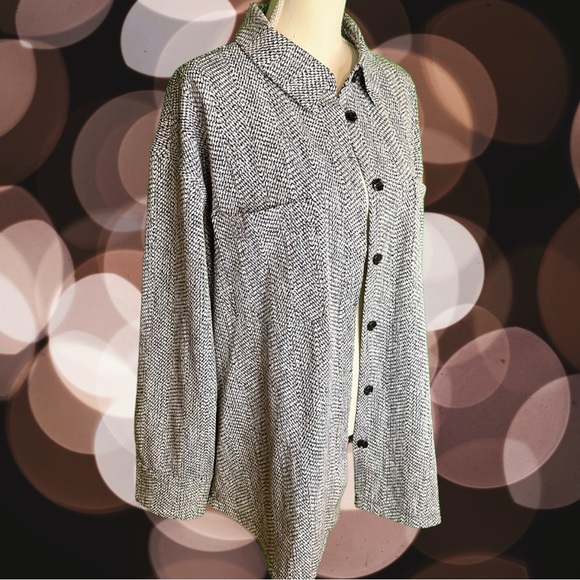 NWT Athleta ‘Textured Shirt Jacket’ in “Braiden Black & White” Size XL - Picture 16 of 16